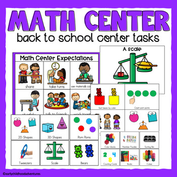 Preview of Back to School Math Centers for Pre-K and Preschool