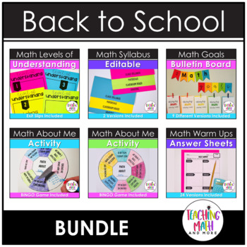 Preview of Back to School Math Classroom BUNDLE