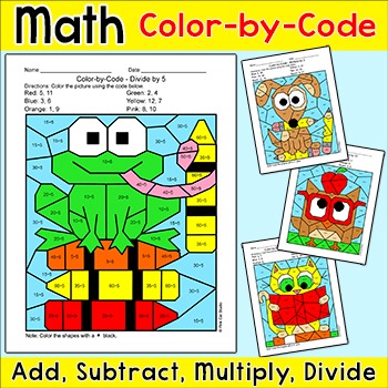 Preview of Back to School Math Color by Addition & Subtraction, Multiplication & Division