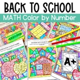 Back to School Math Color by Number - Beginning of the Yea
