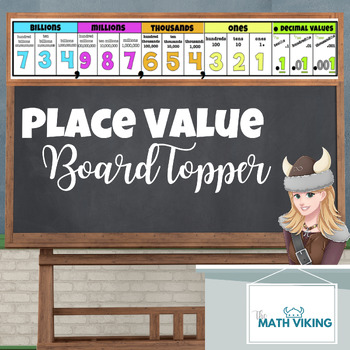 Preview of Place Value Chart Board Topper Back to School Math Decor: A Long Poster Banner