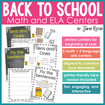 Preview of Back to School Math & ELA Centers - Aligned to Common Core Standards