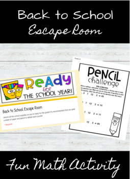 Preview of Back to School- Math Escape Room