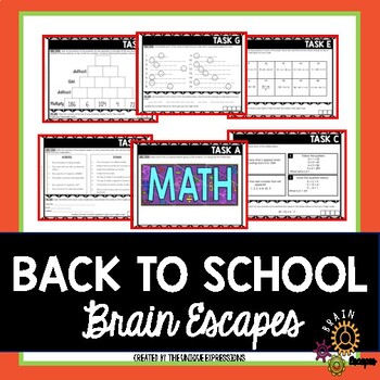 Preview of Back to School Math Escape Room Activity for Middle School