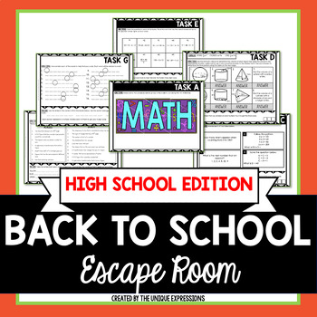 Preview of Back to School Math Escape Room Activity for High School
