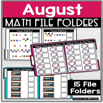 Preview of Back to School Math File Folders and Activities | AUGUST