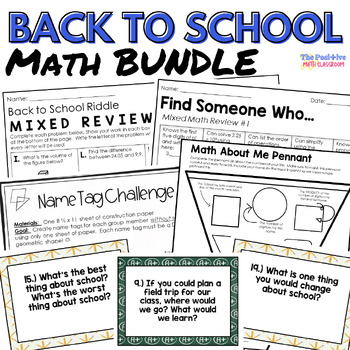 Back to School Math Activities and Review Bundle | TPT