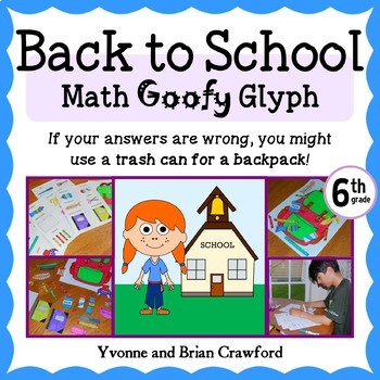 Preview of Back to School Math Goofy Glyph for 6th grade | Art + Math Centers Activities