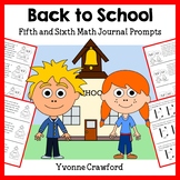 Back to School Math Journal Prompts 5th & 6th grade | Fast