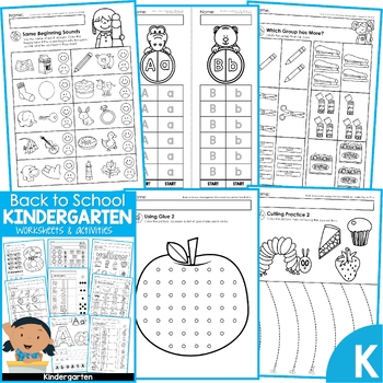 Back to School Math & Literacy Worksheets and Activities No Prep by