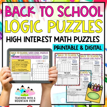 Preview of Back to School Math Logic Puzzles Activities for Critical Thinking | Enrichment
