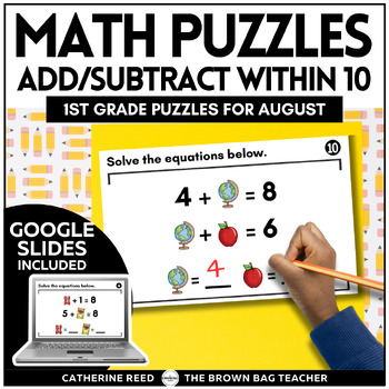 Preview of Back to School Math Logic Puzzles for August: Adding & Subtracting within 10