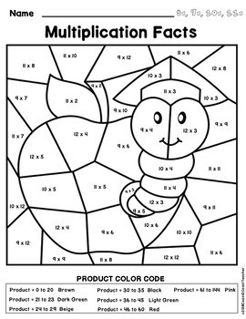 Back to School Math Multiplication Color By Number by Coast 2 Coast Teacher
