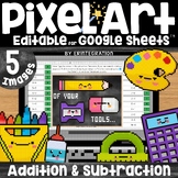 Back to School Math Pixel Art Addition and Subtraction Bas