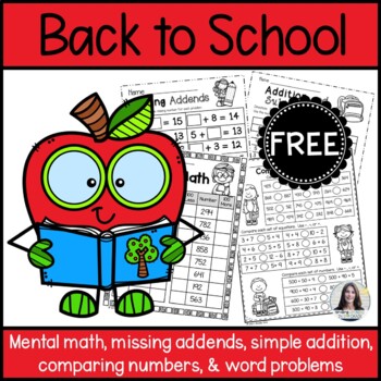 Preview of FREE Back to School Math Worksheets for 2nd grade