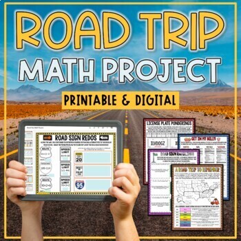 Preview of End of the Year Road Trip Math Project | Real World Summer Project