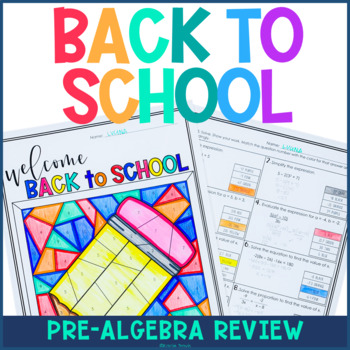 Preview of Back to School Math Review Coloring Activity