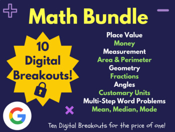 Preview of Math Review Digital Breakout Bundle (4th Grade, 5th Grade)
