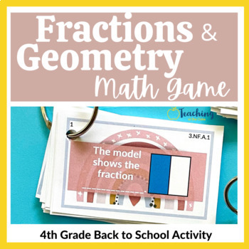 Preview of Back to School Math Review Game Fractions Shapes and Equal Parts