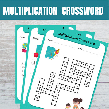 Preview of Back to School Math Review Multiplication Crosswords Activities for Elementary