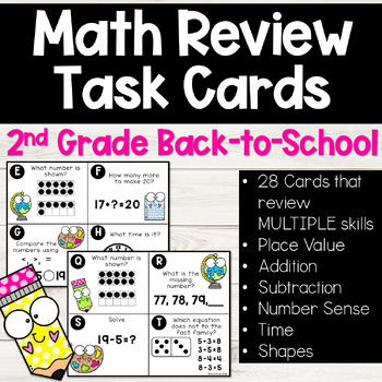 Preview of Back to School Math Review TASK CARDS
