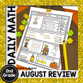 Preview of Back to School Math Review Worksheets 2nd Grade Morning Work Activities August