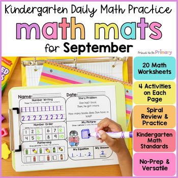 Preview of Back to School Math Review Worksheets –  September Morning Work for Kindergarten