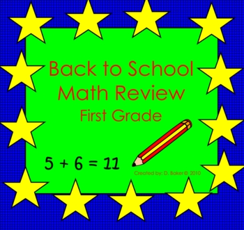 Preview of Back to School Math Review for First Grade Smartboard