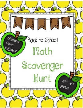 Preview of Back to School Math Scavenger Hunt