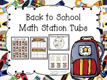 Preview of Back to School Math Station Tubs