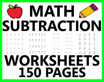 Preview of Back to School Math Subtraction Subtract Minus Practice Review Pages Sheets