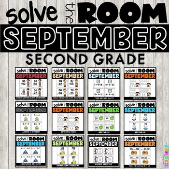 Preview of Back to School Math Task Cards - 2nd Grade Make 10, Adding 3 Numbers, 2 Digit