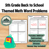 Back to School Math Word Problems for 5th Graders