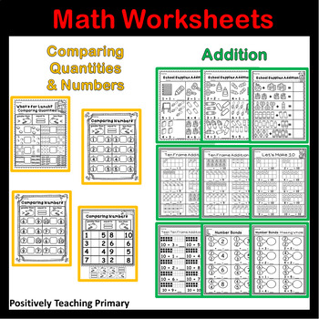 Kindergarten Back to School Math Worksheets by Positively Teaching Primary