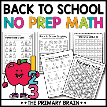 Preview of First Grade Back to School Math Worksheets | Activities for 1st Week