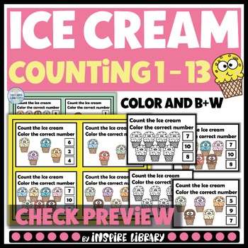 Preview of End of the Year Math and Literacy Center Ice Cream Counting and Emergent Reading