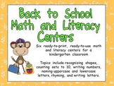 Back to School Kindergarten Math and Literacy Centers