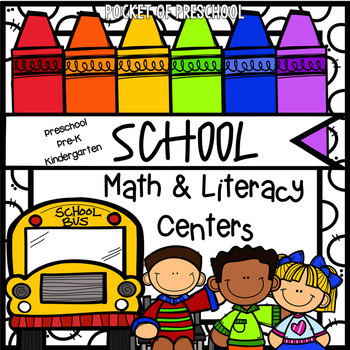 Preview of Back to School Math and Literacy Centers for Preschool, Pre-K, and Kindergarten
