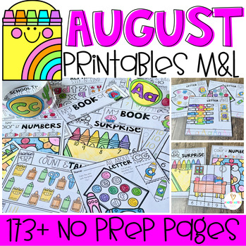 Preview of Back to School Math and Literacy Packet Kindergarten | August Printables