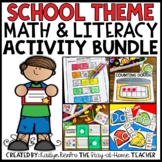 Back to School Math and Literacy Preschool Centers and Wor
