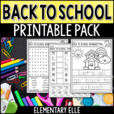Back to School Math and Literacy Printable Pack