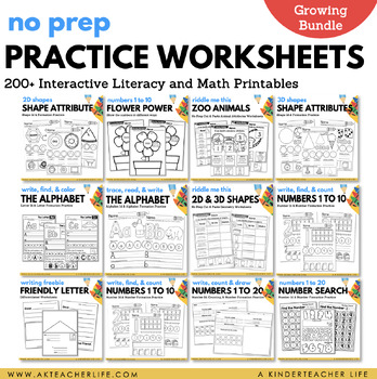 Preview of Back to School Math and Literacy Worksheets