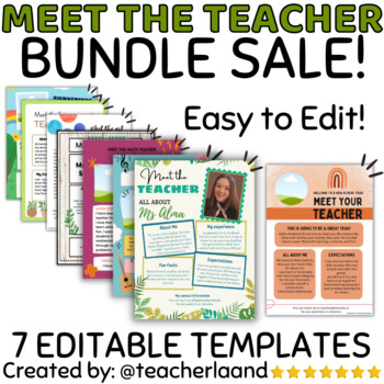 Preview of Back to School Meet the Teacher Editable Templates BUNDLE