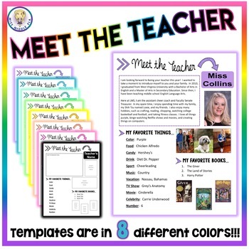 Preview of Back to School Meet the Teacher Template - 8 Different Colors - EDITABLE!