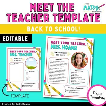 Preview of Back to School Meet the Teacher Template- Editable (Pencil Theme)