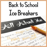 Back to School Middle School Activities (Ice Breakers)