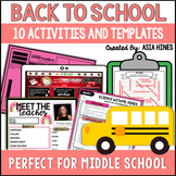 Back to School Middle School Activities and Templates