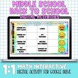 Back to School Middle School Digital Activities
