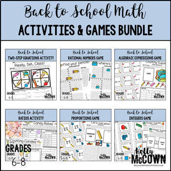 Preview of Back to School Middle School Math Games BUNDLE