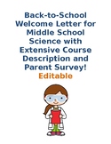 Back-to-School Middle School Science Welcome Letter with P
